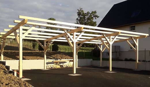 Hangar bois en kit monopente (en sapin lamellé collé) à monter en kit