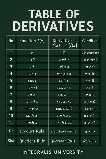 “Top Derivative Formulas You Must Know 📘 Calculus Made Simple”