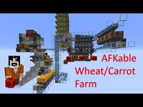 Superfast AFKable crop farm, 17k/h wheat, 47k/h carrots. Minecraft Java Survival v1.17-1.21.x