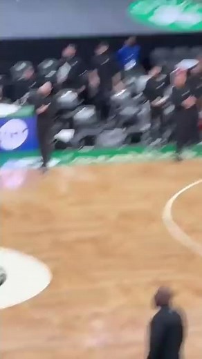 Kyrie Irving appeared to step on the Celtics logo at mid court with a little extra something