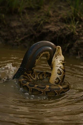 Python vs Electric Eel ⚡ The Shocking Battle in the River | National Geographic Style