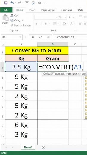 Excel Tutorial: How to Convert KG to Grams Easily#excel