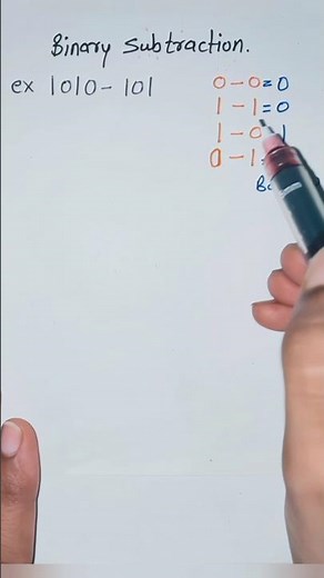 how to subtract binary numbers #maths #mca #binary #shorts
