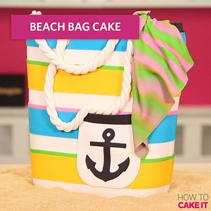 5.9M views · 24K reactions | Poolside with cake ☀️ We caked up this beach bag out of chocolate cake, and pink and green vanilla cake, sandwiched together with chocolate and vanilla buttercream. We added a pink and green tie dye fondant ribbon for an extra trendy touch! | How To Cake It | Facebook