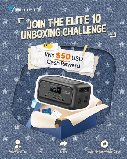 📸 𝐄𝐥𝐢𝐭𝐞 𝟏𝟎 𝐔𝐧𝐛𝐨𝐱𝐢𝐧𝐠 𝐂𝐡𝐚𝐥𝐥𝐞𝐧𝐠𝐞 — Win $50! 💸 🙌 Unbox the moment. Capture the magic. Get rewarded. ✨ Elite 10 is here — and we want to see how you reveal it! Whether it’s festive and cozy, celebratory and fun, or simple and real — show us your unboxing style in your own way.🎬 🎁 Prize 💵 $𝟓𝟎 𝐔𝐒𝐃 𝐜𝐚𝐬𝐡 𝐫𝐞𝐰𝐚𝐫𝐝 × 𝟏𝟎 𝐰𝐢𝐧𝐧𝐞𝐫𝐬 🚀 How to Participate ✔ Post a video unboxing the Elite 10 on TikTok ✔ Follow & Tag: @bluettipower ✔ Use hashtag: #MysteryPowerCa