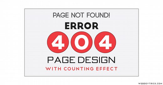 Custom Error 404 Page With Counting Numbers Using CSS Bootstrap