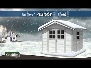 Abri de jardin en PVC 4,9m² DECO gris clair et blanc Grosfillex