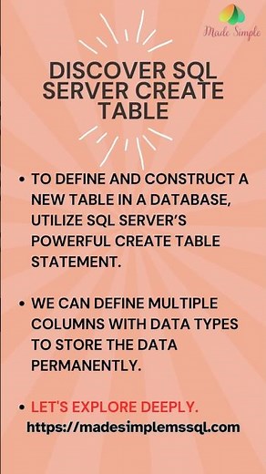 Create Table in SQL Server | #sql #coding #sqlserver | Made Simple MSSQL