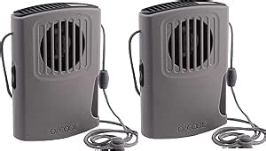 O2COOL Multi-Pack Misting Neck Personal Travel Battery Powered Deluxe Cooling Fan, 2pk (Gray)