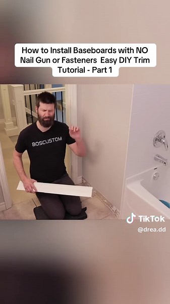 How to Install Baseboards with NO Nail Gun or Fasteners Easy DIY Trim Tutorial - Part 1 #tipandtricks #diyproject #homeimprovement #fixthehouse