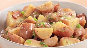 5.1K views · 242 reactions | WHO ELSE LOVES POTATO SALAD? COMMENT BELOW! Everyone needs a potato salad recipe in their back pocket during backyard barbecue season. I’m channeling my inner French grandmother in this version with fingerling potatoes glossed in a warm, rich bacon vinaigrette. It’s always the first thing to disappear off the potluck table… just saying. Recipe: https://andrewzimmern.com/recipes/andrew-zimmern-cooks-potato-salad/ | Andrew Zimmern | Facebook