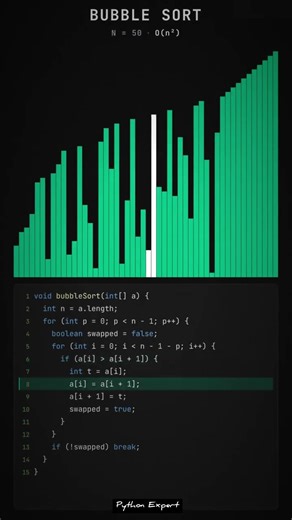 Bubble Sort Explained Visually 🔥📊 #programming #coding #developer #dsa #bubblesort #youtubeshorts