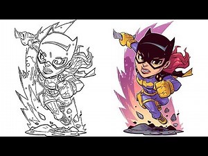 Батман момиче - Картинка за оцветяване - ДС Комикс (Batgirl Coloring Page)