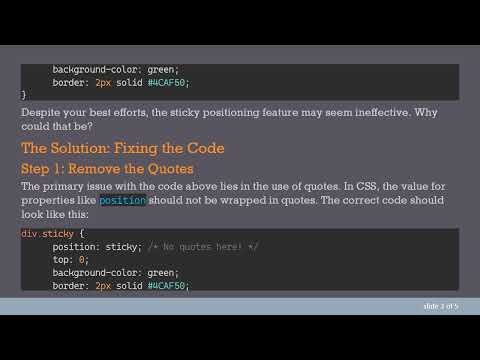 Mastering position: sticky in HTML and CSS: Troubleshooting Tips