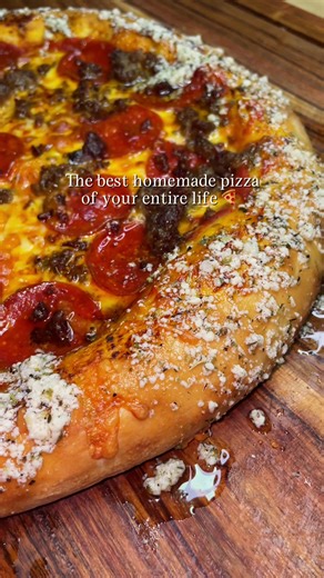 Crispy Homemade pizza recipe🍕 The full recipe is below for free as always! HOWEVER—Our brand new digital cookbook is officially LIVE and can be purchased through the link in our bio!! This pizza recipe along with 49 other delicious family favorites are now all in one place for easy following and safe-keeping in your own kitchen! For 1 large pizza Dough: - 1 cup warm water - 1 tsp active dry yeast - 1 tsp sugar - 1 Tbsp canola oil - 1 tsp salt - About 3 cups flour In a medium size bowl, whisk wa