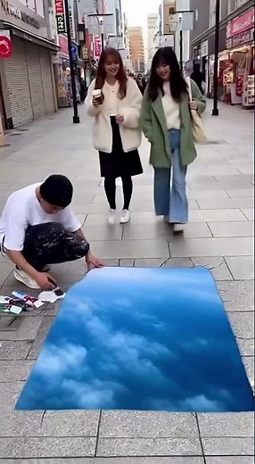 【AI動画】色んな種類の路上3Dトリックアートが絵だと思ったら落下した