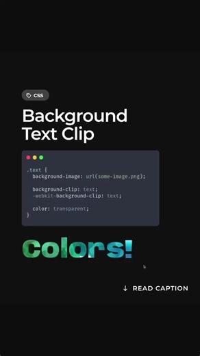 ✨A cool technique to create text wrapping an image, while still keeping the text selectable. 👉The technique here is to use the background-clip property to text, so that the background image will be clipped to the portion where the text is visible 👉Then we set a text color of transparent so that the background image is visible ⚠️Make sure that the background image has sufficient contrast to make the text visible clearly #eSs #csstricks #coding #programming #webdesign #webdevelopment #frontend #