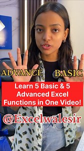 47K views · 7K reactions | Learn 5 Basic & 5 Advanced Excel Functions in One Video!  #excelwalesir #exceltraining | Excel Wale Sir | Facebook