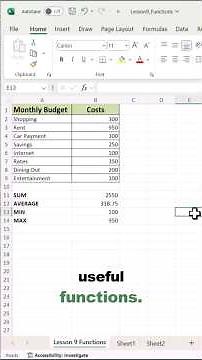 Excel SUM, AVERAGE, MIN & MAX Explained 📊 | Excel for Beginners