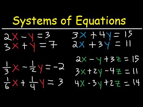How To Solve Systems of Equations By Elimination - Examples With Fractions & 3 Variables