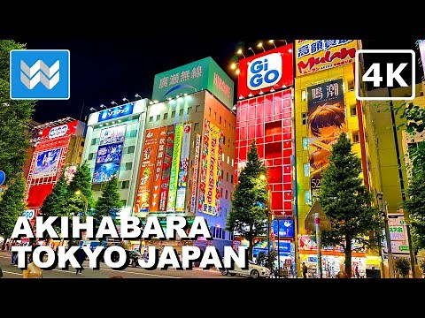 [4K] Akihabara Electric Town at Night in Tokyo Japan 🇯🇵 Virtual Walking Tour Vlog & Travel Guide