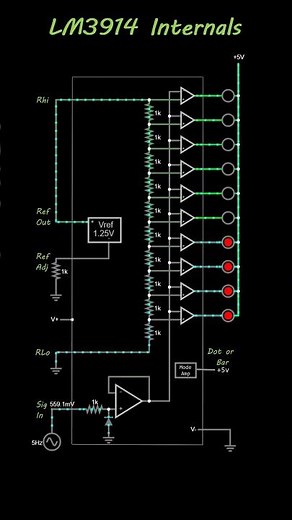 Internals of an LM3914 IC with led bar example