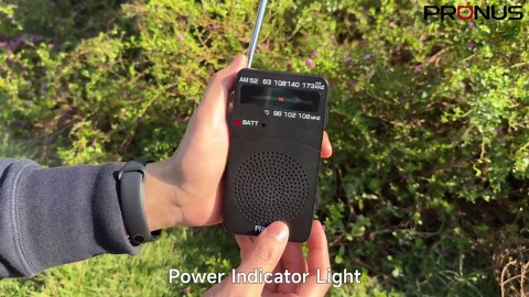 PRUNUS J-166 Portable Radio AM FM, Battery Operated Radio with Tuning Light, Back Clip, Excellent Reception, AM FM Radios Portable, Transistor Radios