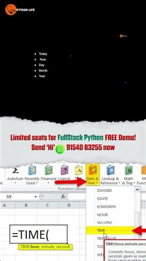 Date and Time Functions in Excel Explained Easy | Date and Time Functions | Python Life