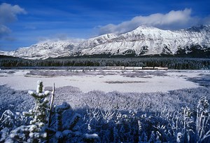 Snowy autumn day on Marias Pass