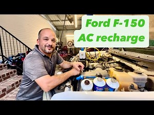 Ford F-150 Air Conditioning Maintenance with Schrader Valve Replacement and Refrigerant Recharge