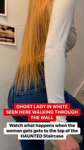 331K views · 586 reactions | We captured the white lady on camera on the stairs! Watch what happens when the woman gets to the very top where this GHOST appears in South Yorkshire’s most haunted house.. #fyp #ghost #paranormal #ghoststories #sheffield #ghostvideo #haunted #spookyseason #spooky #hauntedtiktok | Project reveal - Ghosts of Britain | Facebook
