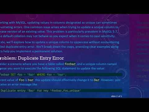 How to Update a Unique Column in MySQL to Uppercase Without Errors