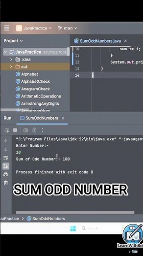 🔥 Java Program to Find Sum of First N Odd Numbers | Logic + Formula Explained in Hindi 🚀 #coding