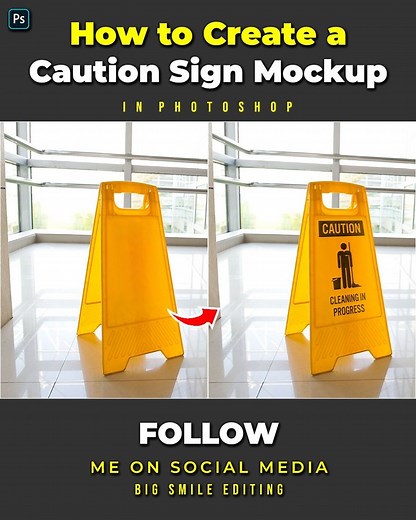 How to create a caution sign mockup in adobe photoshop | Big Smile Editing