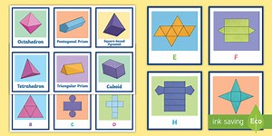 3D Shapes and Nets Matching Cards