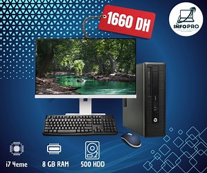 162 reactions · 23 shares |  PC Complet – HP ProDesk i7  Processeur Core i7 4ème Génération ⚡ 8GB RAM pour un multitâche fluide  500GB HDD pour tous vos fichiers ️ Inclus : Écran 24 pouces + clavier + souris + câbles ✅ Garantie 30 jours + SAV réactif ✅ Livraison rapide partout au Maroc  Commandez maintenant et boostez votre productivité ! | Informatique Pro. | Facebook