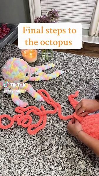 Handmade Colorful Octopus: Final Steps in Knitting
