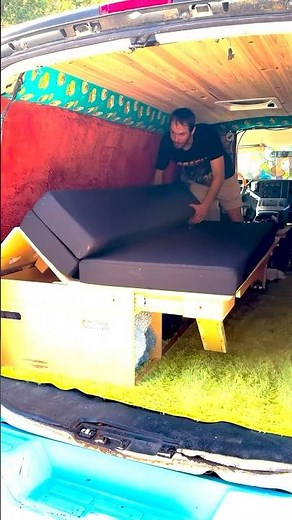 The perfect DIY futon kit for a cargo van camper conversion! 😮 #vanbuild