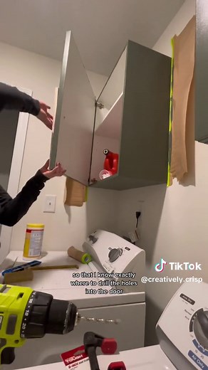 The $75 ikea cabinet hack. I still cant get over this laundry room! Adding cabinets and trashing the fugly wire shelf really elevates 💅🏻 Everything that can be linked is in my bio #ikeahack #ikeaknoxhult #ikeacabinets #laundryroommakeover #laundryroom #cabinets #laundryroomcabinets #diy #fyp #buildergradeupgrade #buildergradetocustommade #pewtergreen #interiordesign #interiordecor #homedecor #laundryroomstyling