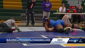 Des Moines Public Schools girls wrestling celebrates first home dual at Hoover
