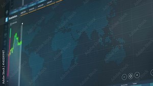 Financial graph showing statistics, prices falling, stock market crash, crisis. Electronic chart with stock market fluctuations Stock Video