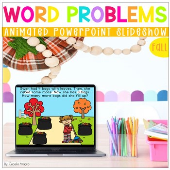 Fall First Grade Math Word Problems PowerPoint Autumn Story Problems