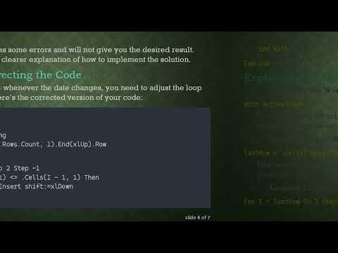 Mastering Excel VBA: Automatically Insert Rows When Dates Change