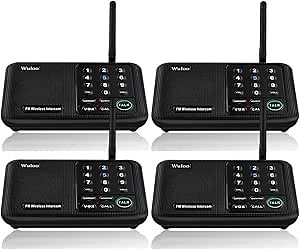 Wuloo Intercoms Wireless for Home 5280 Feet Range 10 Channel 3 Code, Wireless Intercom System for Home House Business Office, Room to Room Intercom, Home Communication System (4 Units Set, Black)