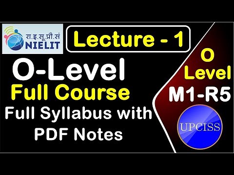 O Level Course Full Video Lecture with PDF Notes | O-Level Course Free Online Classes | NIELIT