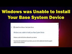 how to Fix Windows was Unable to Install Your Base System Device