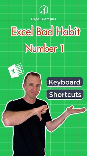 387K views · 7.7K reactions | Why you should use Excel Keyboard Shortcuts?! Bad habit! ❌❌❌ #excel #exceltips #keyboard #shortcuts | Excel Campus | Facebook