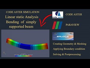 Bending of simply supported beam using code aster|salome meca tutorial|paraview tutorial