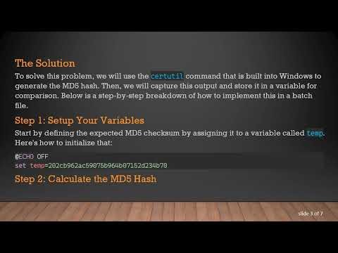 How to Validate MD5 of a File with a Batch Script
