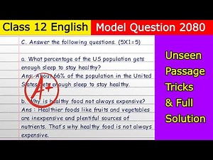 Class 12 English Model Question Solution 2081 | Unseen Passage Tricks | NEB Class 12 Exam